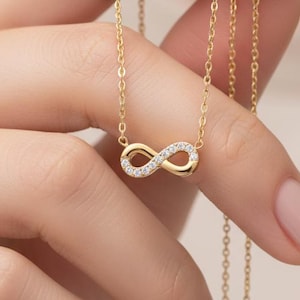 Infinity Necklace – Dainty Minimalist Figure 8 Necklace in 18K Gold or Silver, Non Tarnish, Water Proof Jewelry Mothers Day gift for Her
