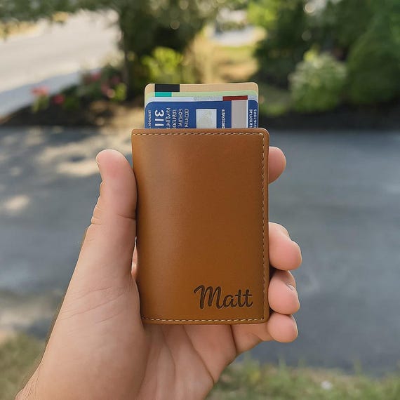 Cartera de cuero personalizada con bloqueo RFID para hombre con