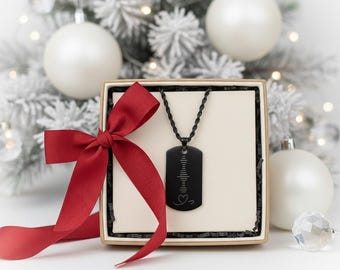 Erinnerungs-Schallwellenkette mit QR-Code - Benutzerdefinierte Sprachaufnahme Hundemarke, personalisierter Erinnerungsschmuck, In Erinnerung Geschenk