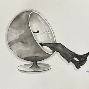 Sedia a sfera retrò - acquerello