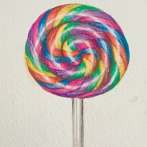 Satin Swirl Rainbow Lollipop - watercolour