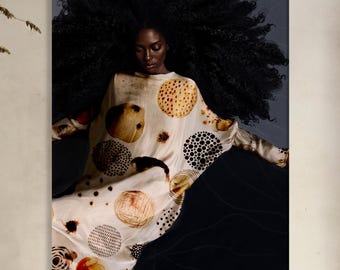 African Woman Portrait Canvas Print, Earth Tone Wall Art, African Wall Art, Avant Garde Afrocentric Painting, Abstract Pattern Print