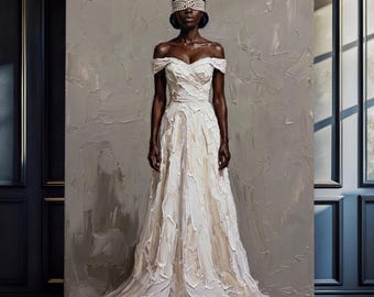 African Woman Portrait Canvas Print, Neutral Tone Wall Art, African Wall Art, Minimalist Black Queen Painting, Afrocentric Fine Wall Art