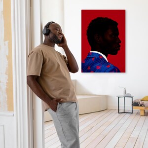 Black Man Wall Art Print, African American Portrait, Modern Red Background Art, Contemporary Male Portrait Decor, Statement Wall Art image 16