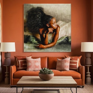 Black Ballerina Art Print, African American Woman Dancer, Black Art, Wall Art on Canvas, Afro Home Décor, Mix Media