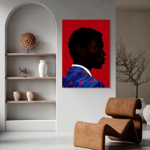 Black Man Wall Art Print, African American Portrait, Modern Red Background Art, Contemporary Male Portrait Decor, Statement Wall Art image 12