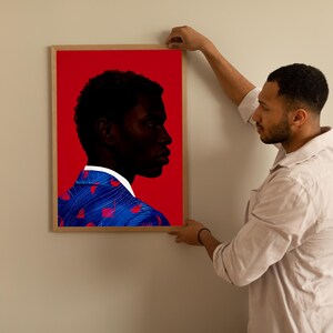 Black Man Wall Art Print, African American Portrait, Modern Red Background Art, Contemporary Male Portrait Decor, Statement Wall Art image 7