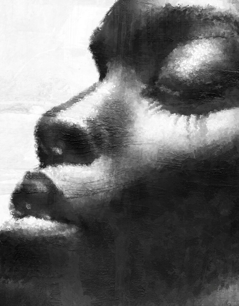 African American Woman in Black and White Art Print for Wall Etsy