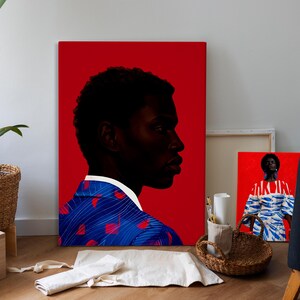 Black Man Wall Art Print, African American Portrait, Modern Red Background Art, Contemporary Male Portrait Decor, Statement Wall Art image 6