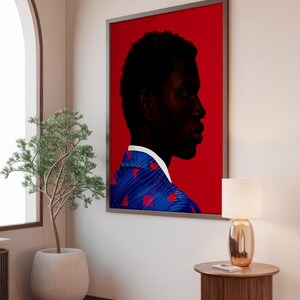 Black Man Wall Art Print, African American Portrait, Modern Red Background Art, Contemporary Male Portrait Decor, Statement Wall Art image 17