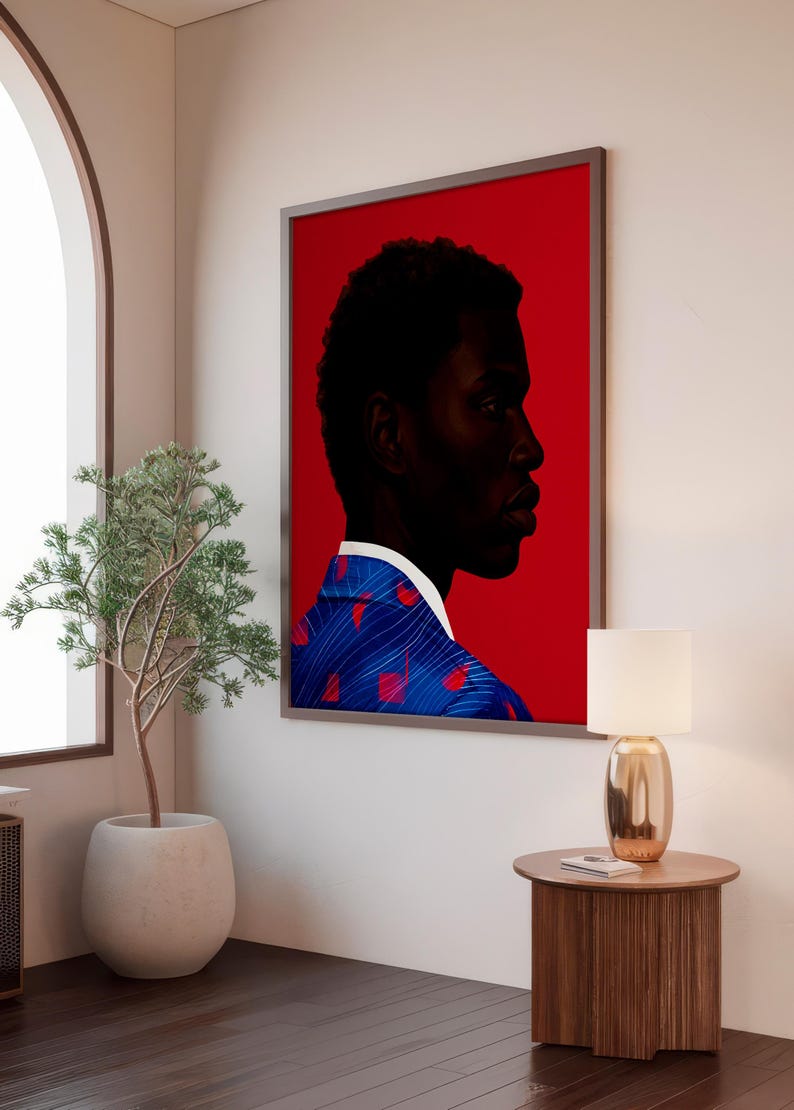 Black Man Wall Art Print, African American Portrait, Modern Red Background Art, Contemporary Male Portrait Decor, Statement Wall Art image 17