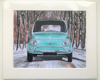 Fiat 500 in Winter - Art Print