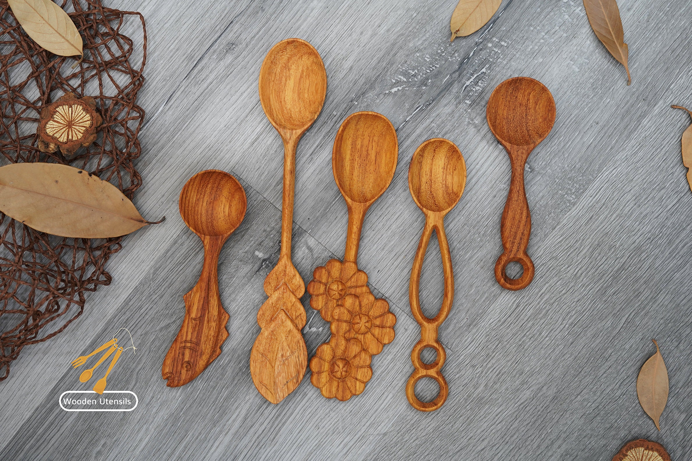 5er Set Holzlöffel zum Kochen & Dekorieren Handgeformter | Etsy