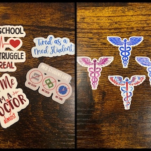 Med Student/Caduceus Sticker Pack | Hand Drawn Bundle | Medical | Medicine | Doctor | Med Student | Water Resistant | Water Bottle Laptop