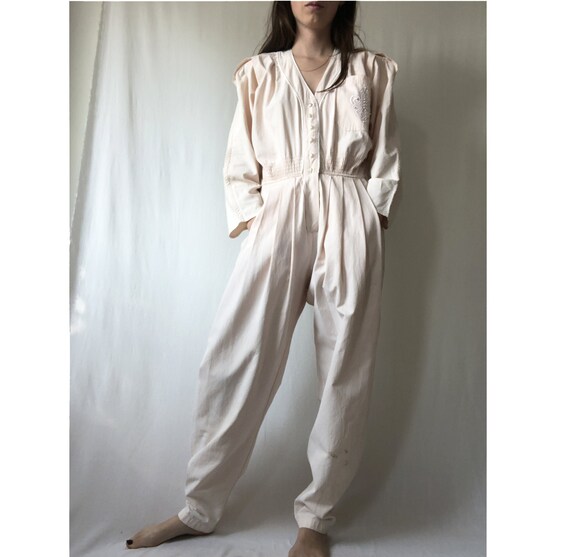 Vintage 80s Karen Aexander pink overall