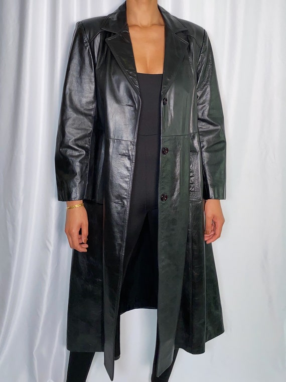 Vintage Opera Leather Trench Coat (size 15/16)