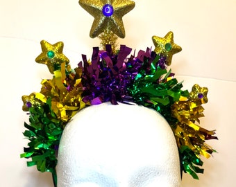 Mardi Gras Headband - Gold Stars