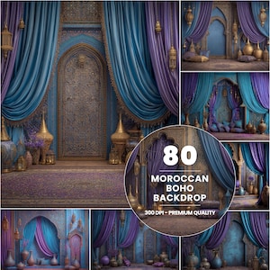 Marockansk boho bakgrund, arabisk palatsscen, lyxig inredning, bröllopsfoto (digital nedladdning)