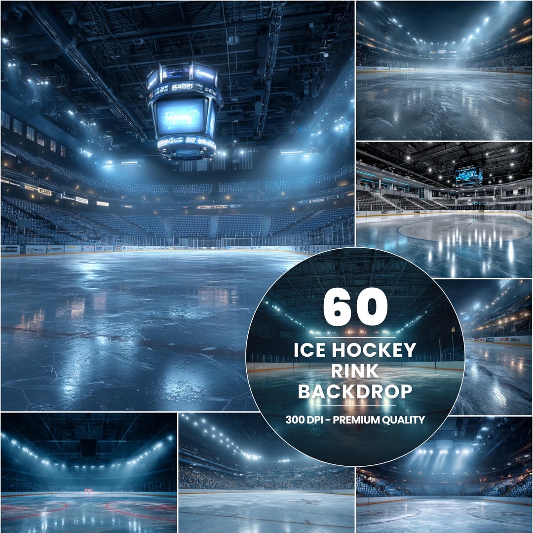 60 Ice Hockey Rink Backdrop, Professional Indoor Arena Scene, Sports ...