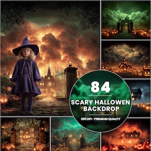 84 Halloween-achtergrond, spookhuis, enge Halloween-achtergrond, fantasie herfstpad, Halloween-achtergrond, Halloween-fotoachtergrond, pompoen