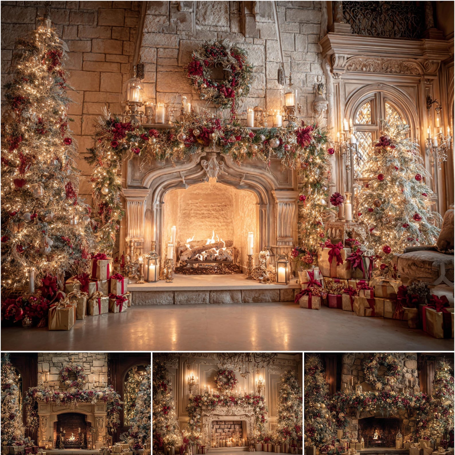 48 Luxury Christmas Fireplace Backdrops: Elegant Holiday Scenes ...