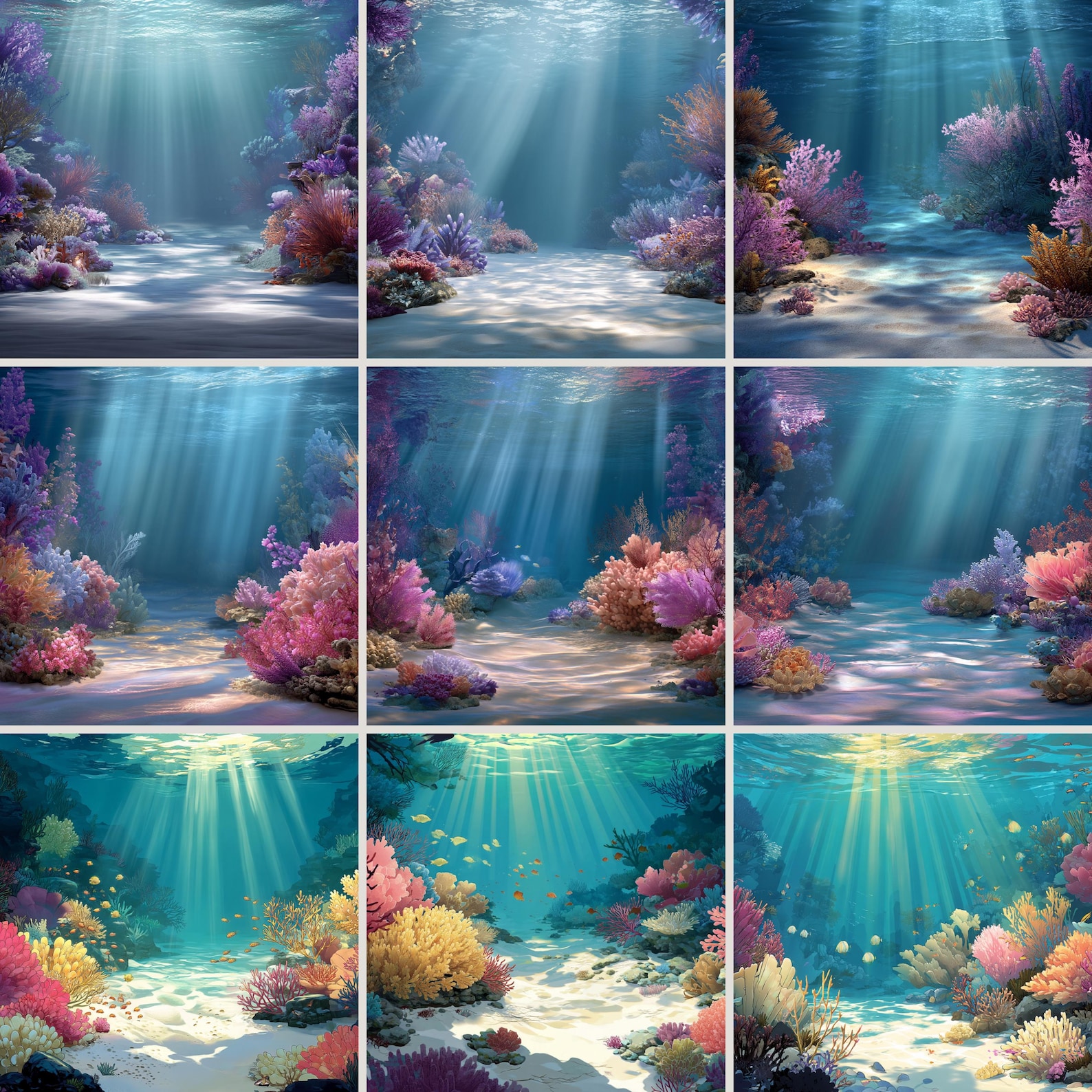 50 Ocean Digital Backdrops: Underwater Photography Editing (digital ...