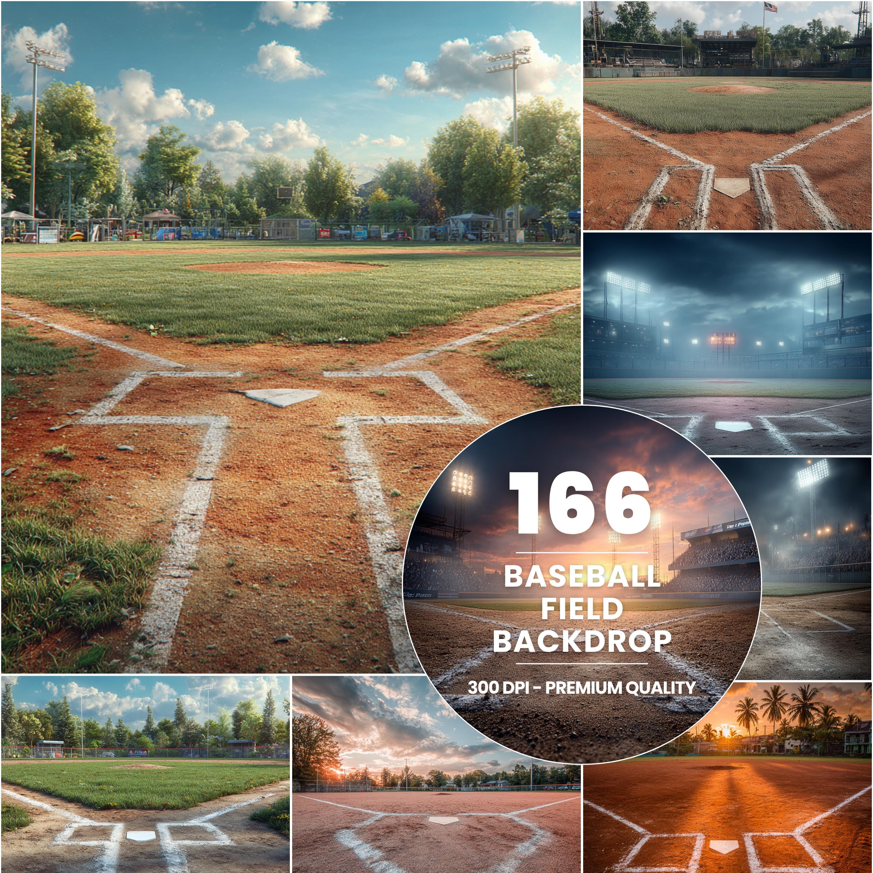 Baseball Field Backdrop, Sports Stadium Scene, Kids Party Photography ...