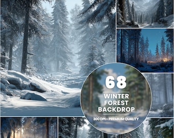 Winterwald Digitale Kulissen: Schnee-Szene Fotografie (Digitaler Download)