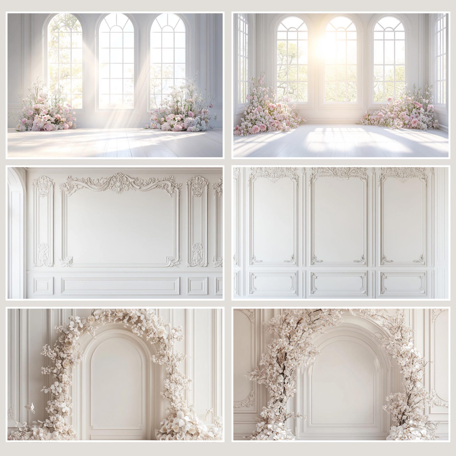 70 White Floral Panel Digital Backdrops: Elegant Maternity Overlays ...