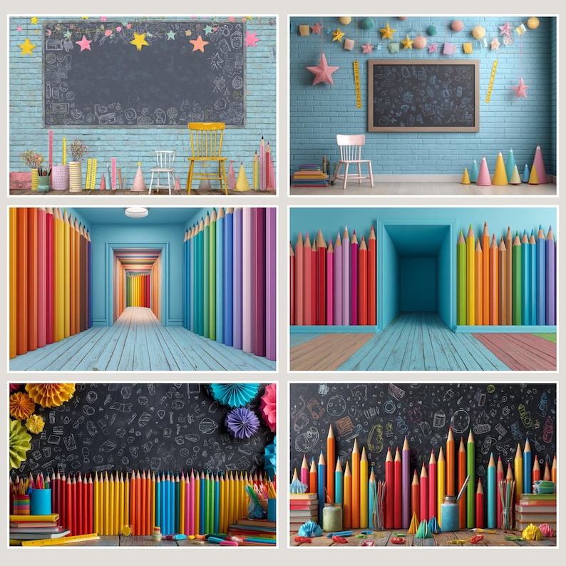 170 Back to School Digital Backdrop Bundle: Classroom Photo Backgrounds ...