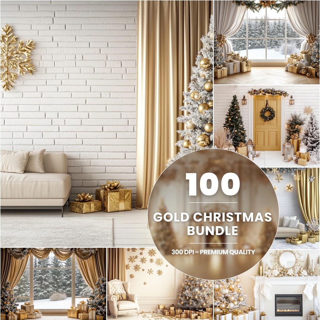 100 Christmas Digital Backdrops: Family Portrait Overlay Bundle ...