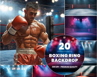 20 Cenários de Boxe, Cartaz de Boxe, Fundo Digital Esportivo, Fundo de Boxe, Fundo de Foto Esportiva, Fundo Digital de Boxe, Sobreposição de Fundo