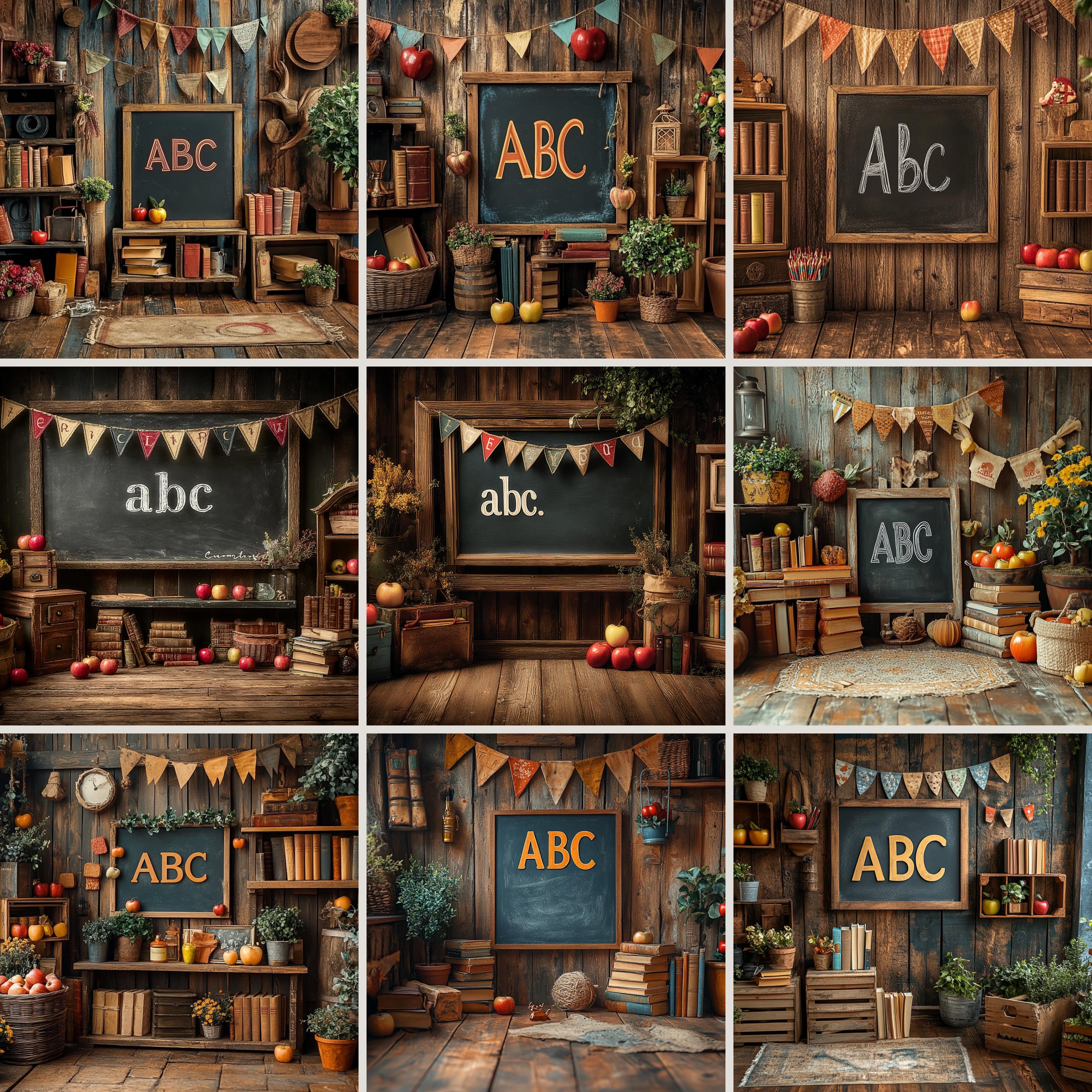 Rustic ABC Classroom Backdrop, Vintage School Photo Prop (digital ...