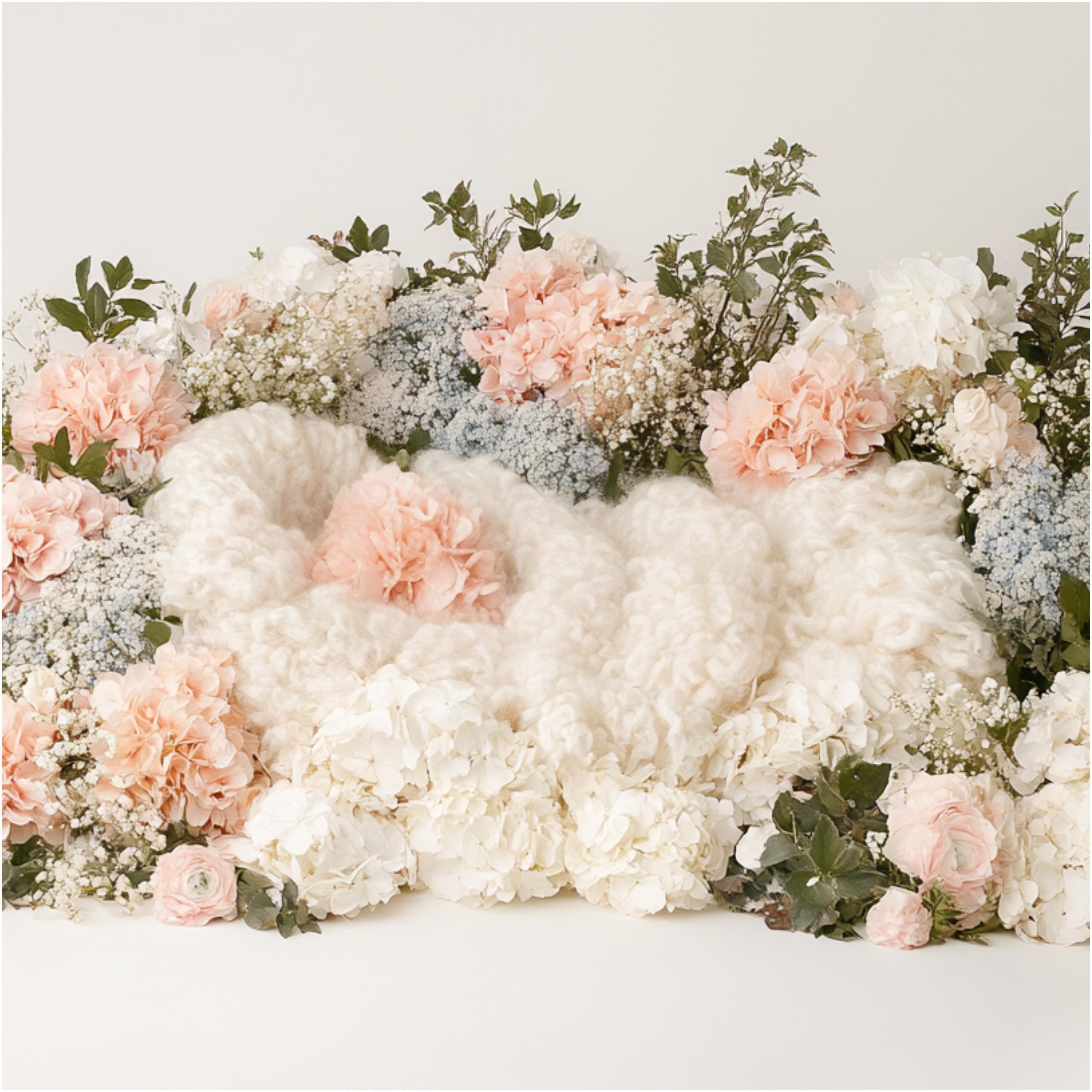 Floral Newborn Digital Backdrop: Cream Flower Bed (digital