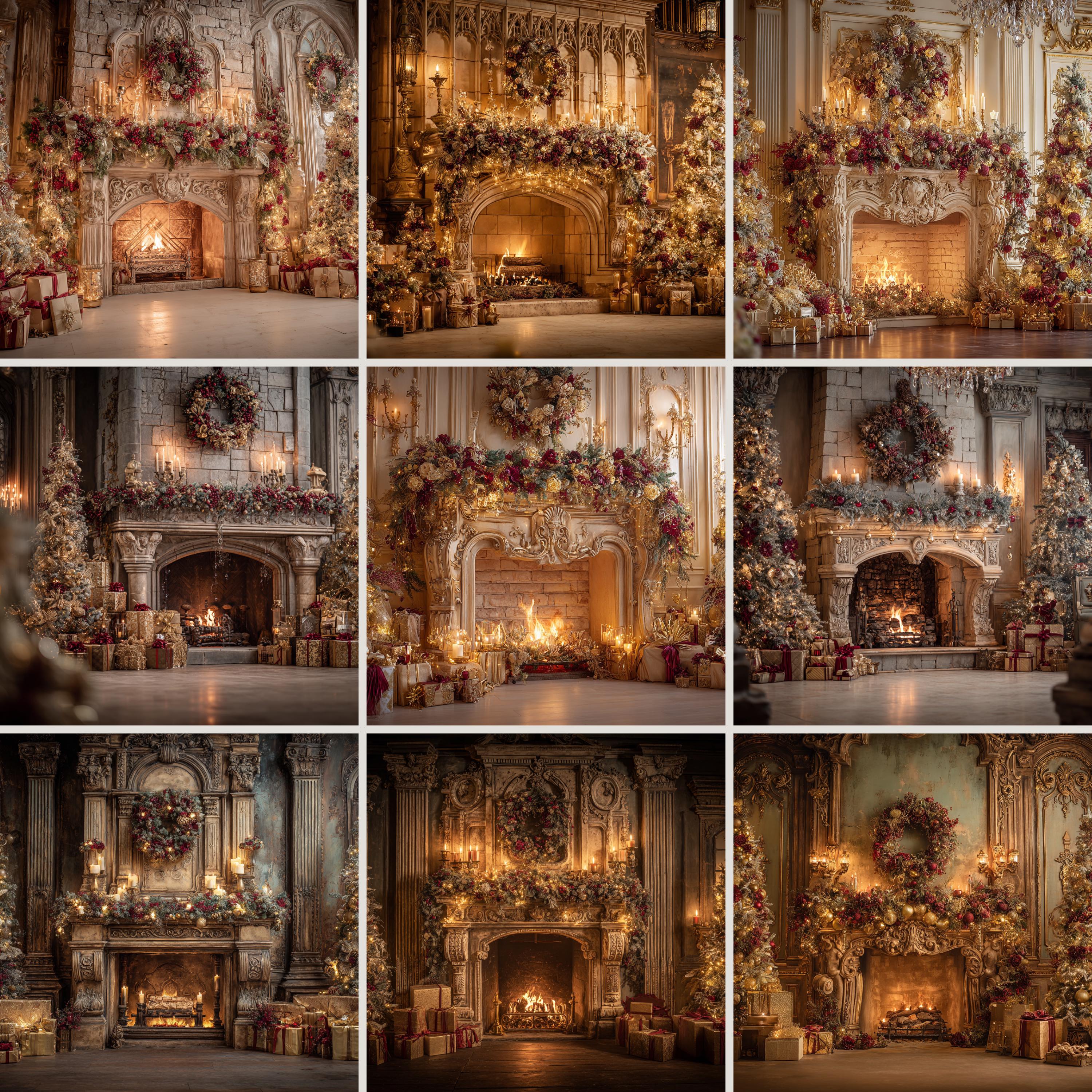 48 Luxury Christmas Fireplace Backdrops: Elegant Holiday Scenes ...