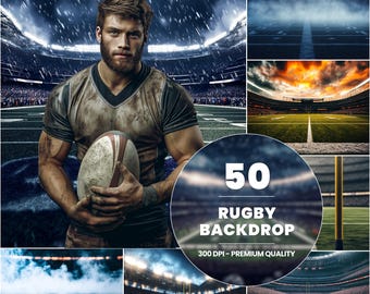 50 Cenários de Rugby para Sessão de Fotos, Fundo para Fotografia Esportiva, Decoração para Festa de Rugby, Banner Temático de Estádio, Fotografia Durável