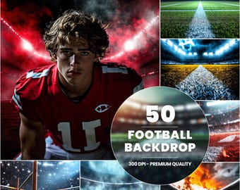 50 Football Stadium Backdrops: Sport Photography Backgrounds (Digital Download)