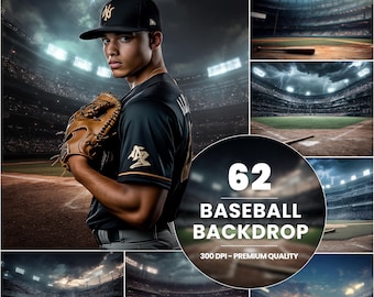 62 Cenário de campo de beisebol: fundo para fotografia esportiva (download digital)