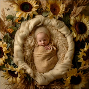 Neugeborenen digitalen Hintergrund, Baby Mädchen gelbe Gänseblümchen, Frühling Floral zusammengesetzte digitaler Hintergrund, Photoshop Overlays, Studio Hintergrund