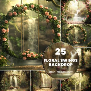 25 Floral Swing Digital Backdrop: Wedding Photography Background (Digital Download)
