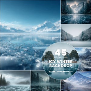 Set di 45 sfondi invernali ghiacciati, sfondi fotografici di laghi ghiacciati e montagne innevate, paesaggi naturali freddi