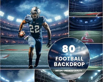 80 Football Stadium Backdrops: Sport Photography, Player Theme (Digital Download)