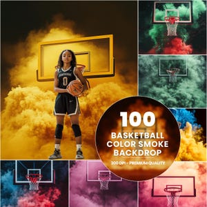 100 Basketball Color Smoke Digital Backdrops: Sports Photography (Digital Download)