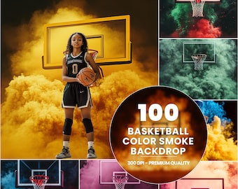 100 Cenários Digitais de Fumaça Colorida para Basquete: Fotografia Esportiva (Download Digital)
