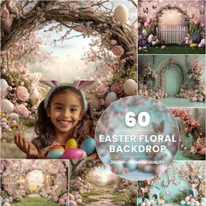 60 Ostern Blumenbogen Digitaler Hintergrund (Digitaler Download)