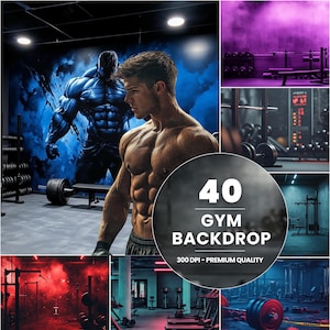 40 Gym Backdrop for Photoshoot - Fitness Photography Background, Workout Theme Banner, Bodybuilding Studio Decor, Durable Gym Prop