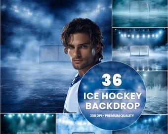 Ice Hockey Rinks Digital Backdrop Set: Sports Photography Background (JPG Download)