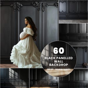 Conjunto de 60 fondos digitales de pared con paneles negros, superposiciones de fondos digitales de maternidad, superposiciones de fondos de estudio, texturas de bellas artes, superposiciones de Photoshop