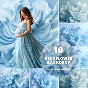 Fine Art Floral Blue Digital Backdrops Maternity Backdrop Overlays Photography Digital Background Photoshop Textures