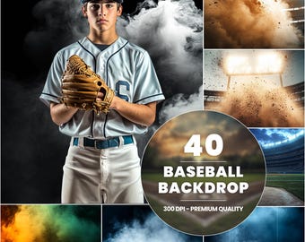 40 fondos de campo de béisbol: luces de estadio, fondos de sóftbol (descarga digital)
